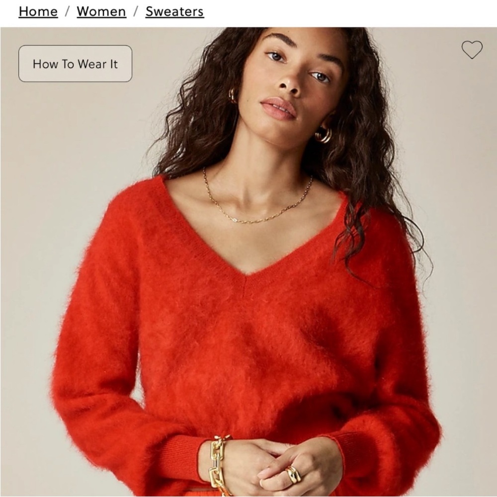 NWOT Brushed cashmere cropped V-neck sweater Vintage Red